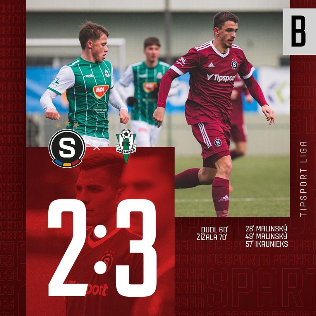 ?️-TÝM | ⏰ KONEC

Sparta B podlehla v Tipsport lize i druhému ligovému týmu ve skupině. Jablonec zvítězil 3:2.

#acspartaB